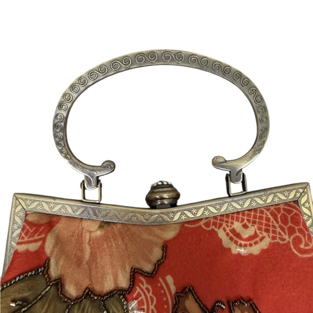 Leko London Vintage ornate beaded evening bag metal handle and chain strap - Picture 5 of 11